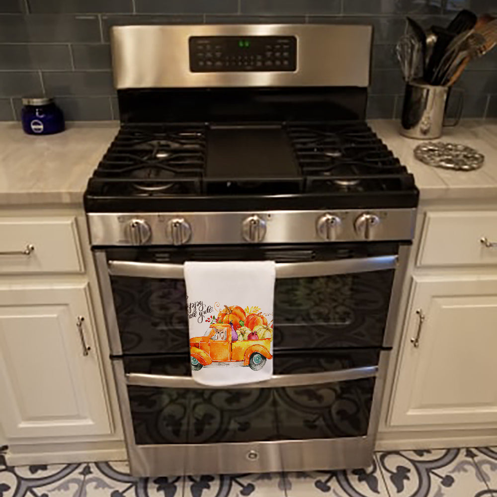 Fall Harvest Chihuahua White Kitchen Towel Set of 2