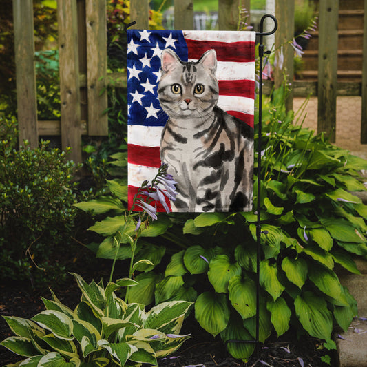 American Shorthair American Flag Garden Flag - Outdoor Decorative Yard Flag CK3029GF