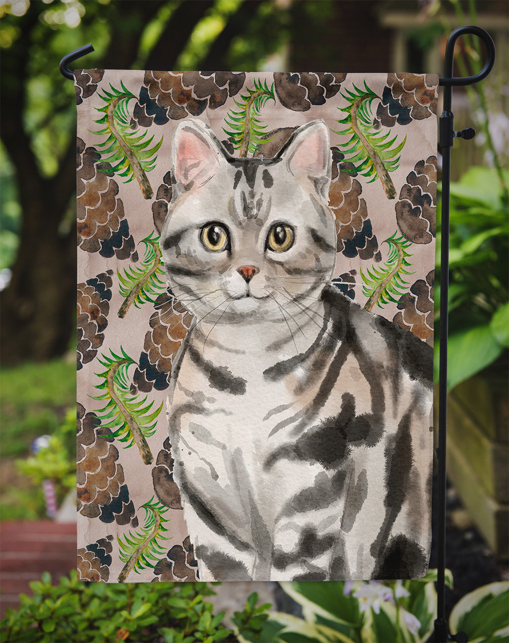 American Shorthair Pine Cones Garden Flag – Decorative Outdoor Yard Flag CK3089GF