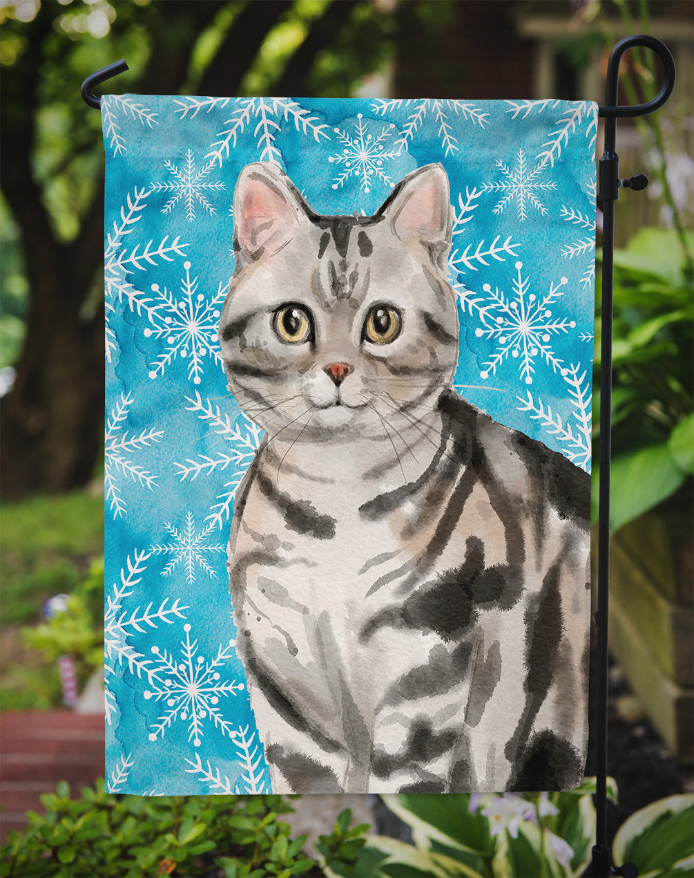 American Shorthair Winter Snowflake Garden Flag - Outdoor Decorative Yard Flag CK3104GF