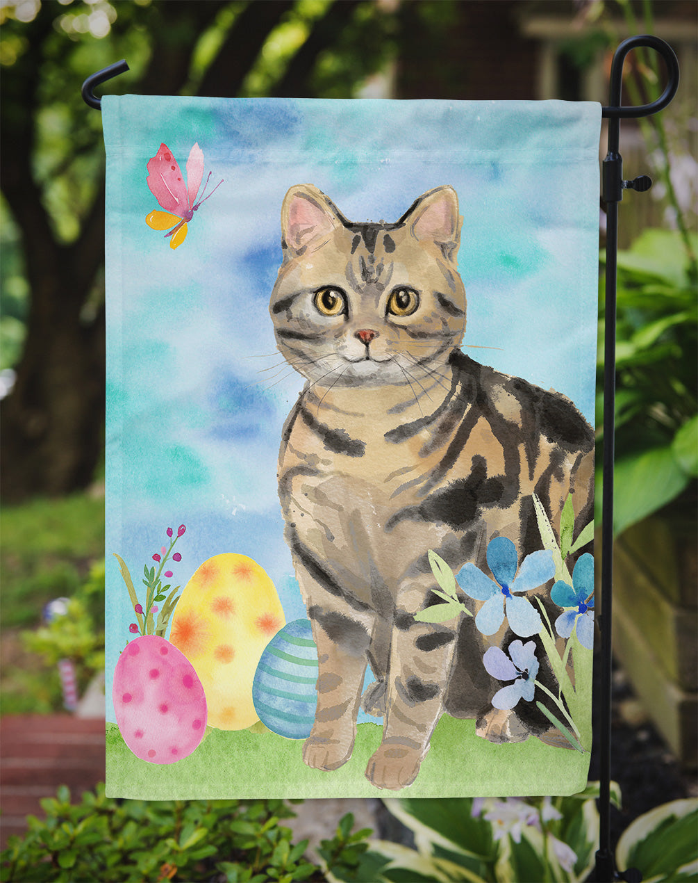American Shorthair Brown Tabby Easter Eggs Garden Flag - Outdoor Decorative Yard Flag CK3133GF