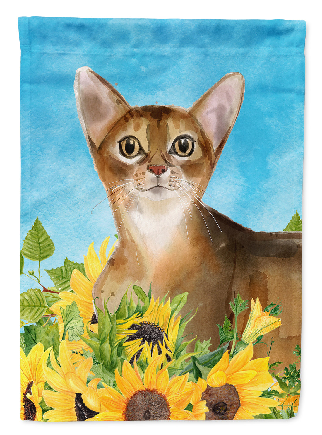 Abyssinian in Sunflowers Garden Flag - Outdoor Decorative Yard Flag CK3147GF