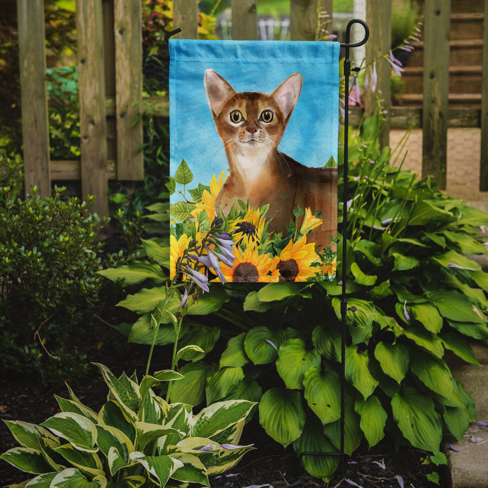 Abyssinian in Sunflowers Garden Flag - Outdoor Decorative Yard Flag CK3147GF