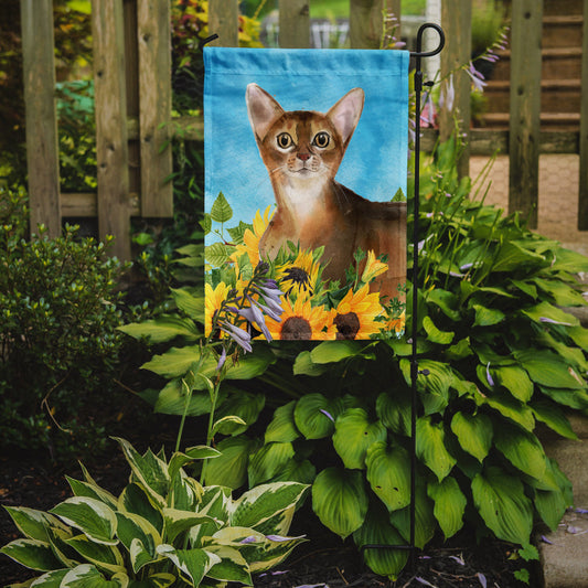 Abyssinian in Sunflowers Garden Flag - Outdoor Decorative Yard Flag CK3147GF