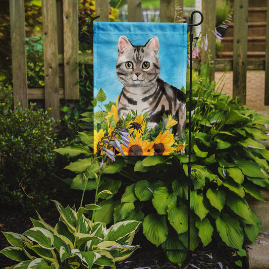 American Shorthair in Sunflowers Garden Flag - Outdoor Decorative Yard Flag CK3149GF