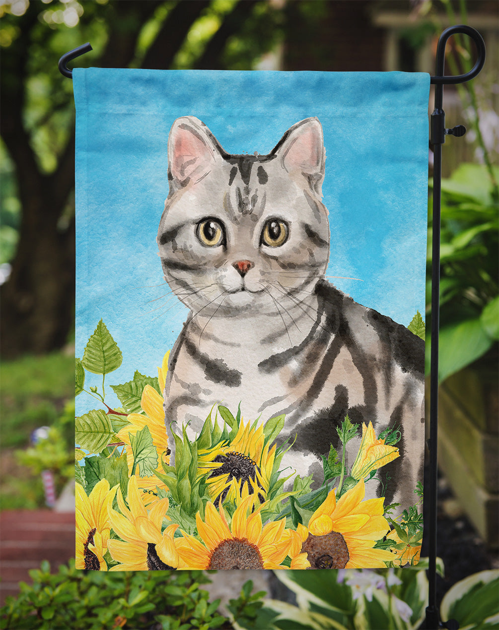 American Shorthair in Sunflowers Garden Flag - Outdoor Decorative Yard Flag CK3149GF