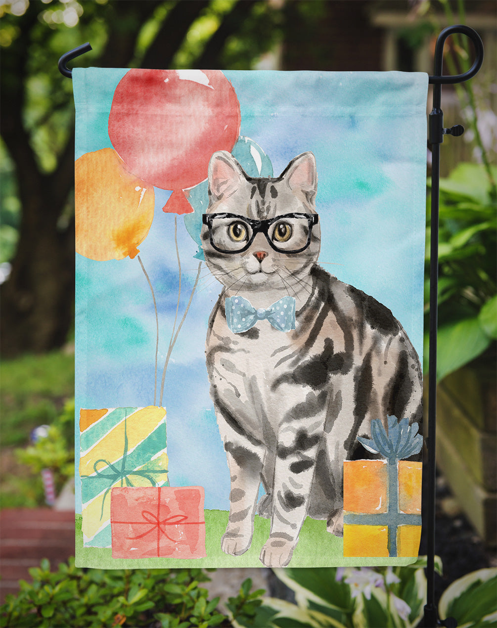 American Shorthair Happy Birthday Garden Flag - Outdoor Decorative Yard Flag CK3164GF