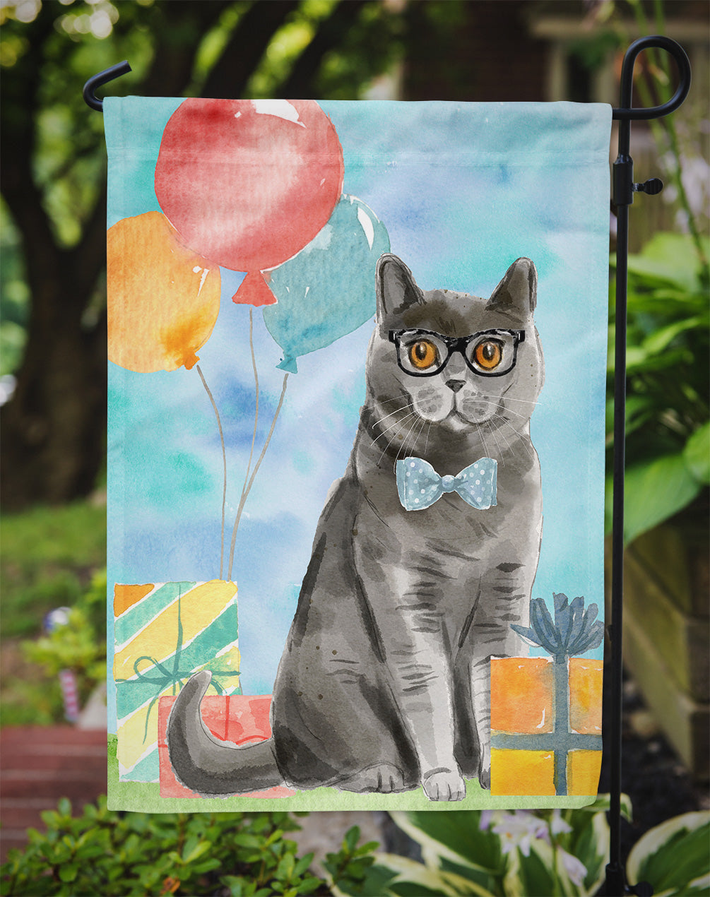 British Shorthair Happy Birthday Garden Flag - Outdoor Decorative Yard Flag CK3168GF