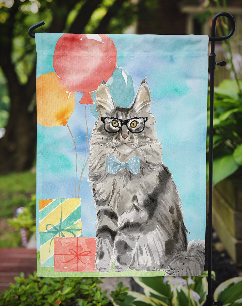 Maine Coon Happy Birthday Garden Flag - Outdoor Decorative Yard Flag CK3169GF