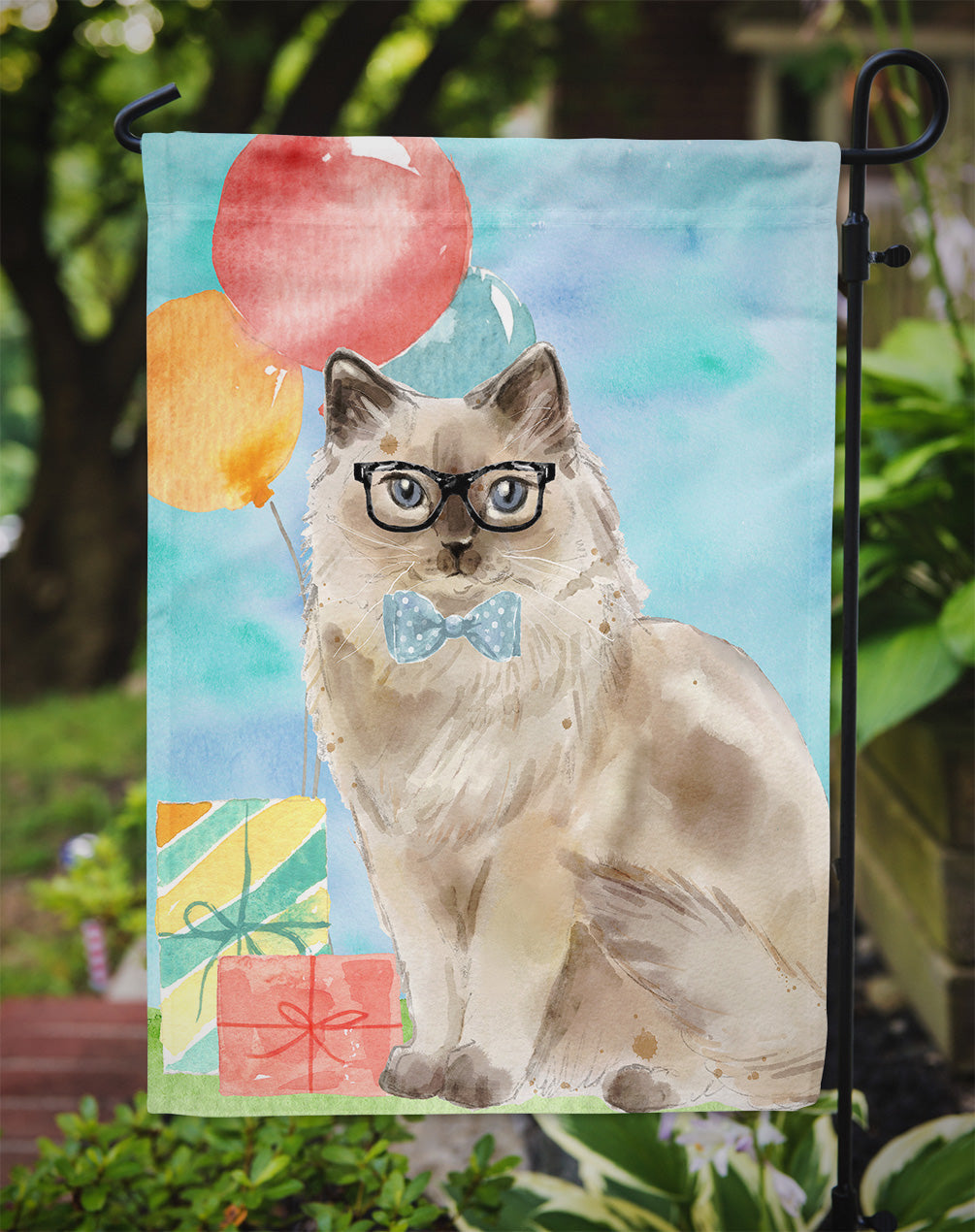 Ragdoll Happy Birthday Garden Flag - Outdoor Decorative Yard Flag CK3172GF