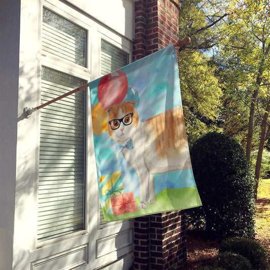 Scottish Fold Happy Birthday Flag Canvas House Size CK3173CHF
