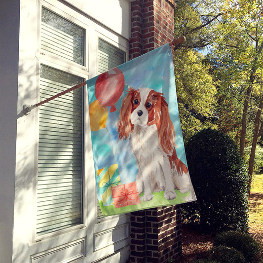 Happy Birthday Blenheim Cavalier Spaniel Flag Canvas House Size CK3227CHF