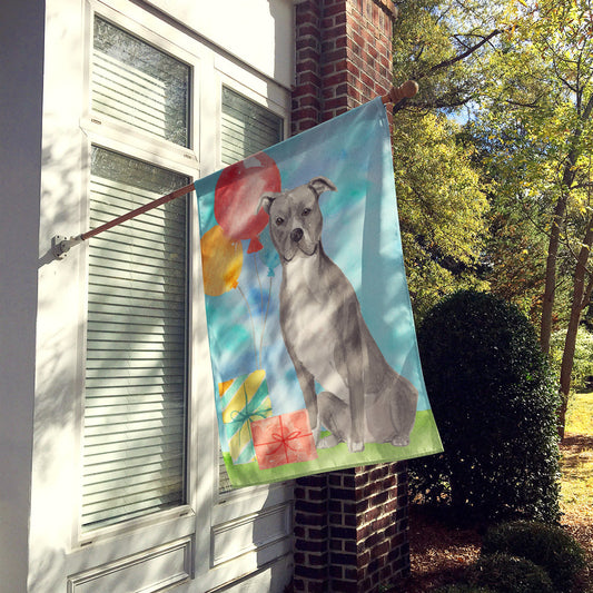 Happy Birthday Staffordshire Bull Terrier Flag Canvas House Size CK3229CHF