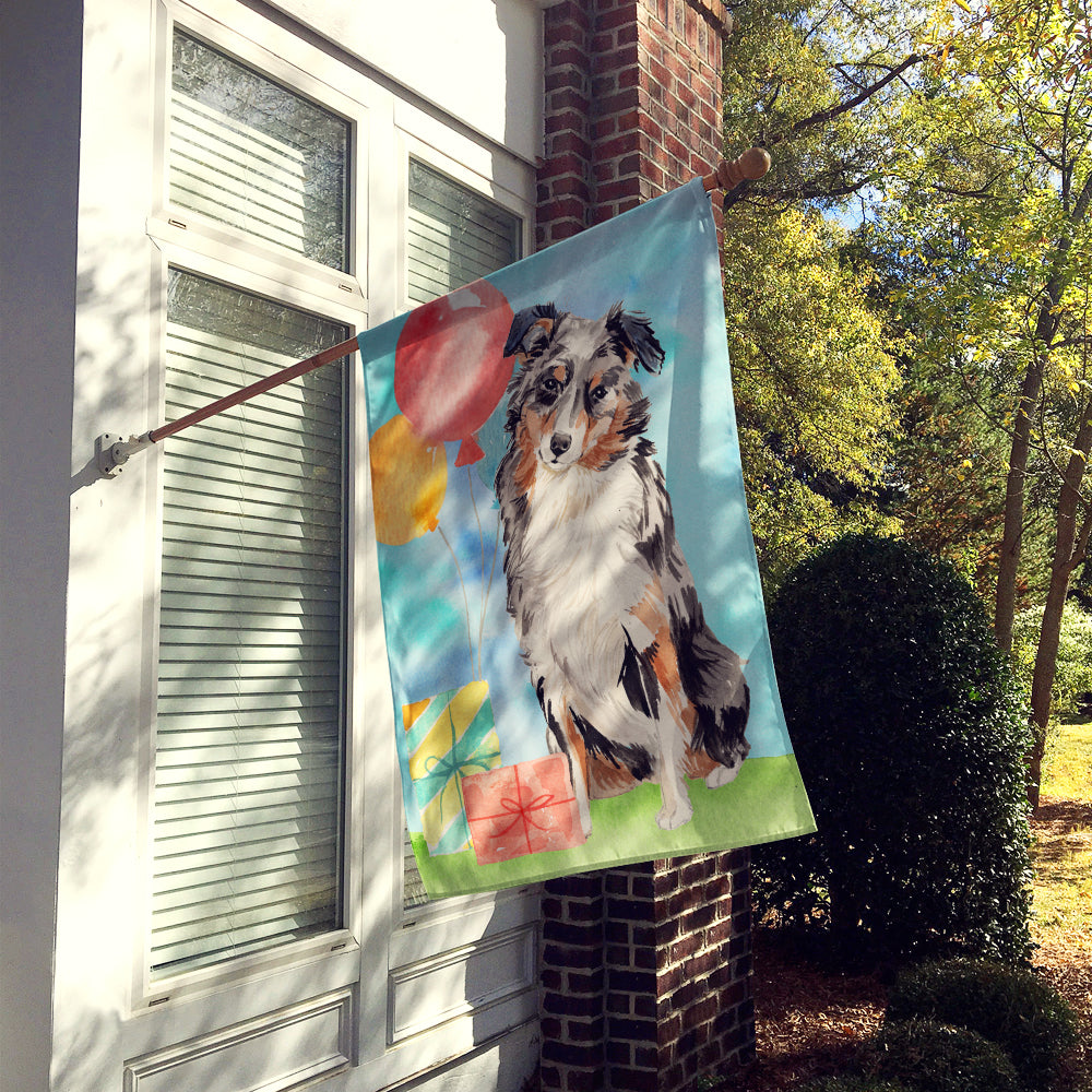 Happy Birthday Australian Shepherd Flag Canvas House Size CK3231CHF