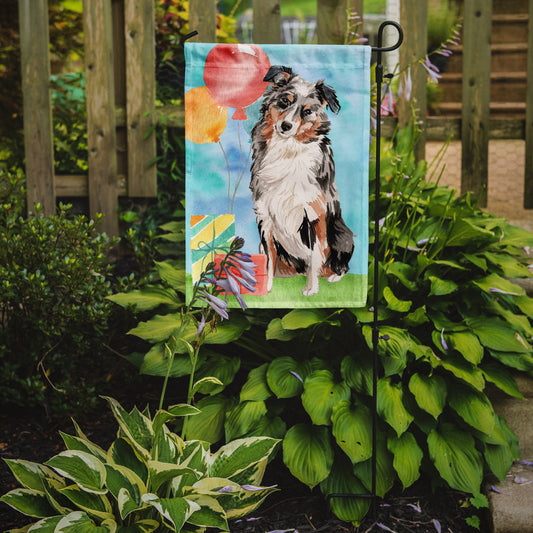 Happy Birthday Australian Shepherd Garden Flag - Outdoor Decorative Yard Flag CK3231GF