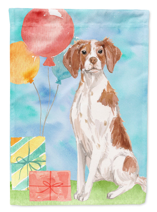 Happy Birthday Brittany Spaniel Garden Flag - Outdoor Decorative Yard Flag CK3233GF