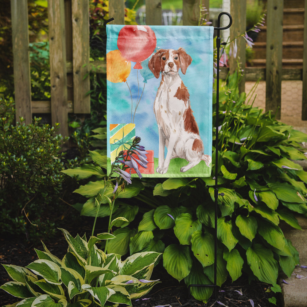 Happy Birthday Brittany Spaniel Garden Flag - Outdoor Decorative Yard Flag CK3233GF