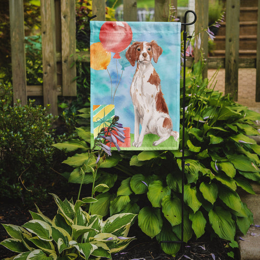 Happy Birthday Brittany Spaniel Garden Flag - Outdoor Decorative Yard Flag CK3233GF