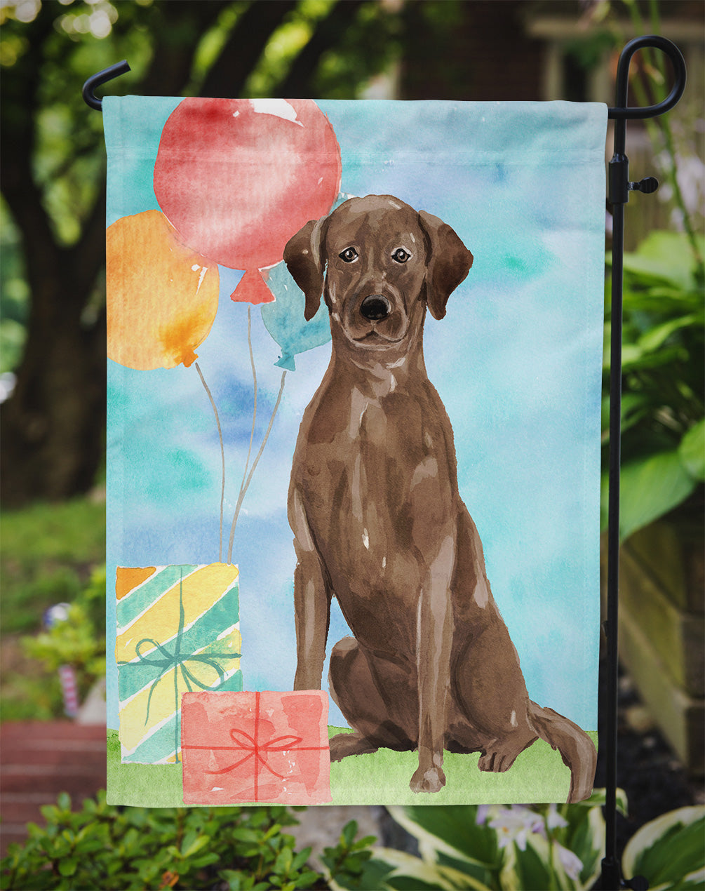 Happy Birthday Chocolate Labrador Retriever Garden Flag - Outdoor Decorative Yard Flag CK3234GF