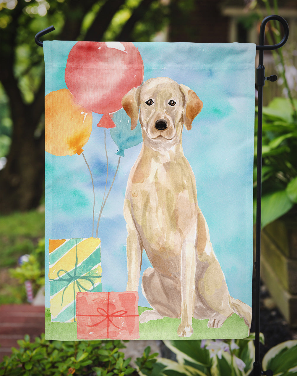 Happy Birthday Yellow Labrador Retriever Garden Flag - Outdoor Decorative Yard Flag CK3235GF