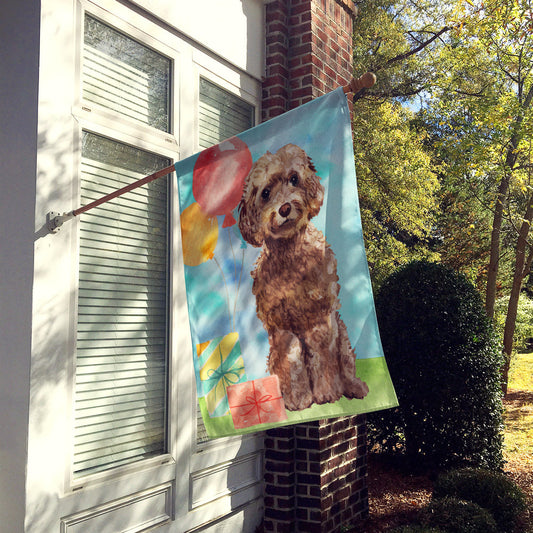 Happy Birthday Brown Cockapoo Flag Canvas House Size CK3243CHF