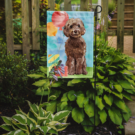Happy Birthday Brown Cockapoo Garden Flag - Outdoor Decorative Yard Flag CK3243GF