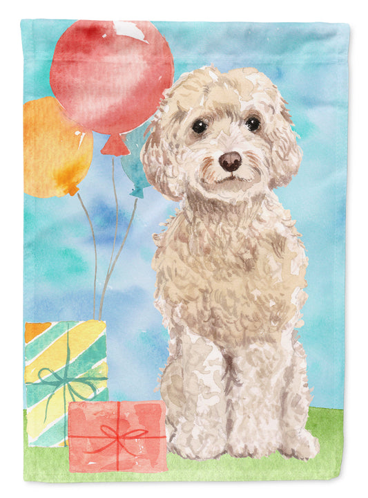 Happy Birthday Champagne Cockapoo Garden Flag - Outdoor Decorative Yard Flag CK3244GF