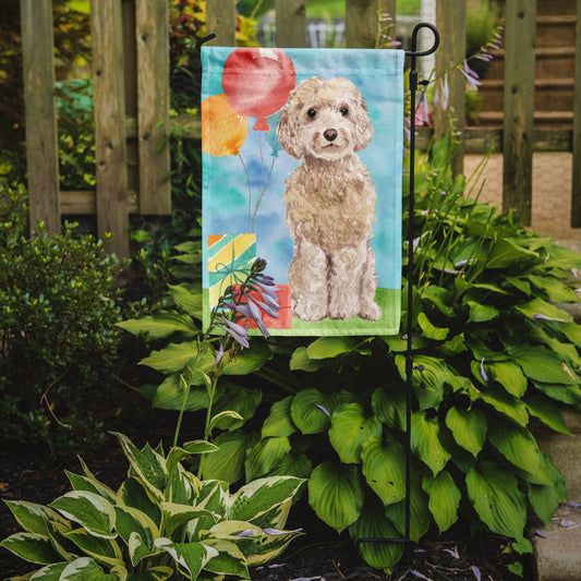Happy Birthday Champagne Cockapoo Garden Flag - Outdoor Decorative Yard Flag CK3244GF