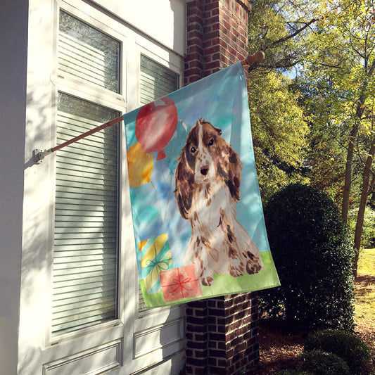 Happy Birthday Chocolate Parti Cocker Spaniel Flag Canvas House Size CK3246CHF