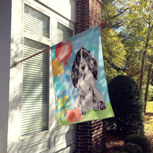 Happy Birthday Black Parti Cocker Spaniel Flag Canvas House Size CK3247CHF
