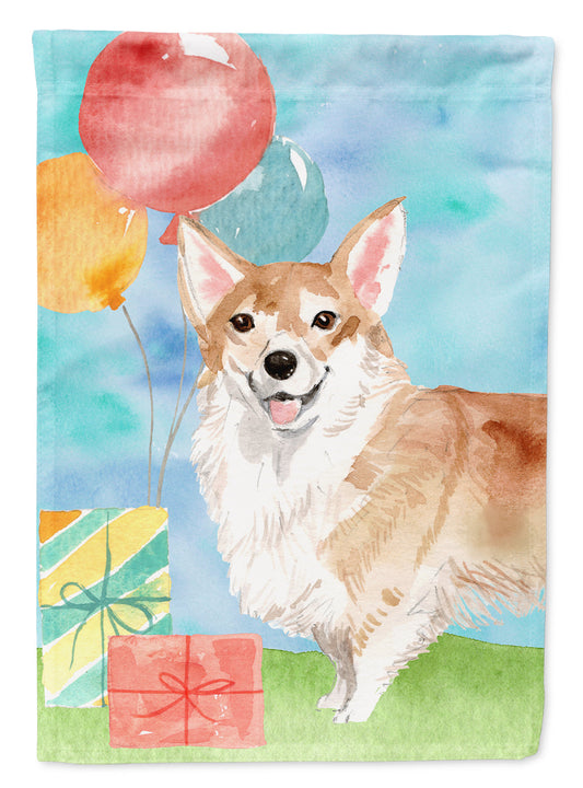 Happy Birthday Corgi Flag Canvas House Size CK3248CHF