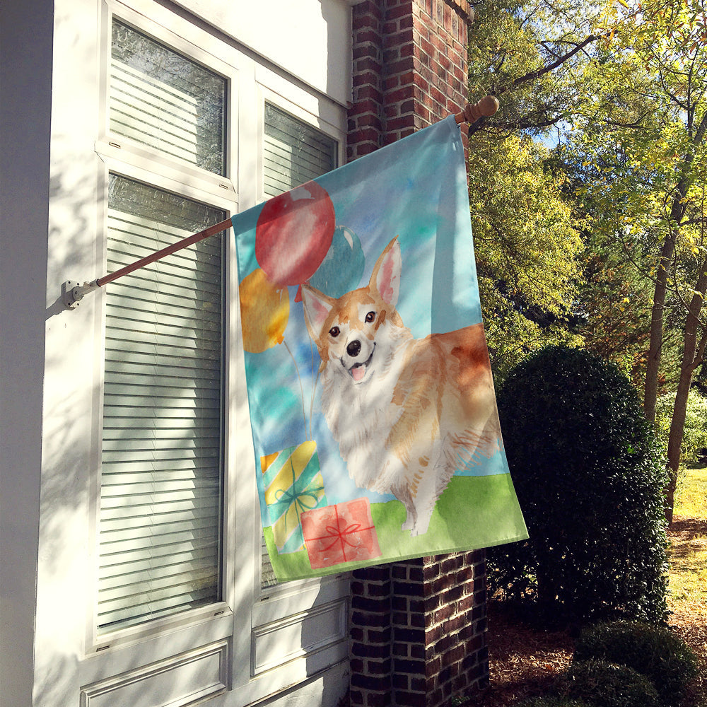 Happy Birthday Corgi Flag Canvas House Size CK3248CHF