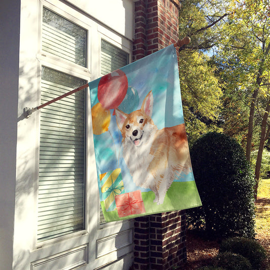Happy Birthday Corgi Flag Canvas House Size CK3248CHF