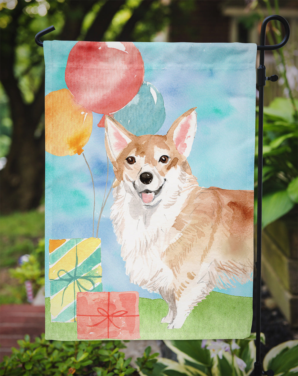 Happy Birthday Corgi Garden Flag - Outdoor Decorative Yard Flag CK3248GF