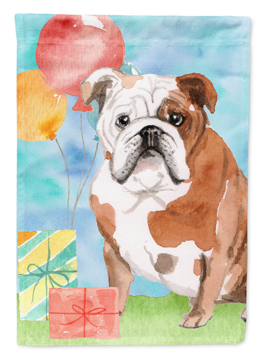 Happy Birthday English Bulldog Garden Flag - Outdoor Decorative Yard Flag CK3250GF