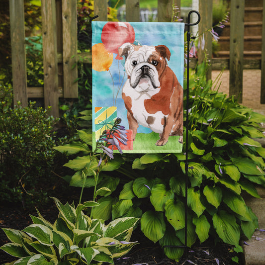 Happy Birthday English Bulldog Garden Flag - Outdoor Decorative Yard Flag CK3250GF
