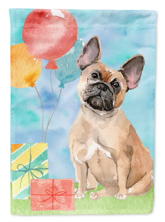 Happy Birthday Fawn French Bulldog Garden Flag - Outdoor Decorative Yard Flag CK3251GF
