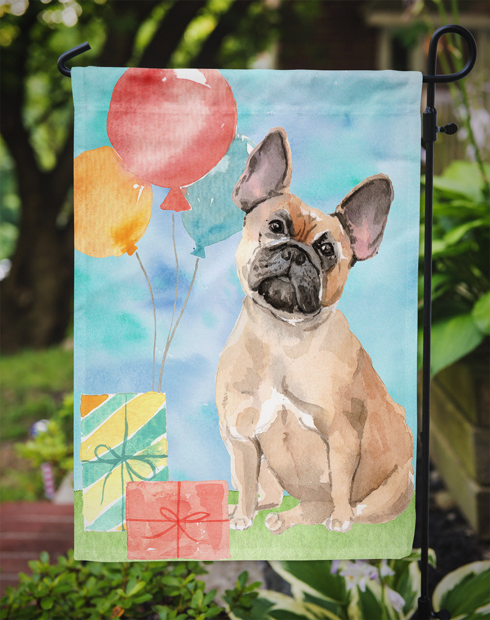 Happy Birthday Fawn French Bulldog Garden Flag - Outdoor Decorative Yard Flag CK3251GF