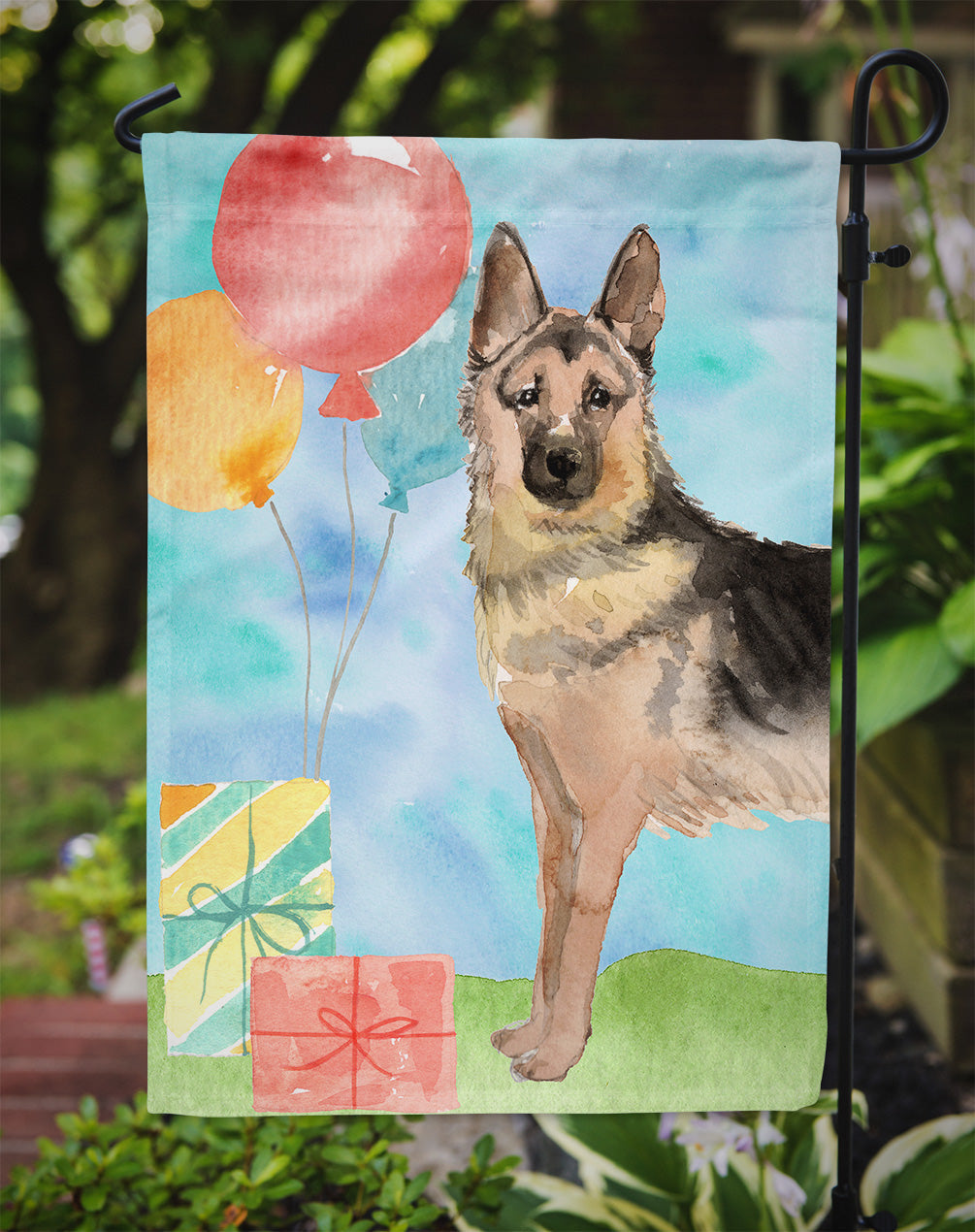 Happy Birthday German Shepherd Garden Flag - Outdoor Decorative Yard Flag CK3252GF