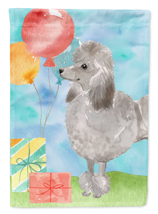Happy Birthday Silver Poodle Garden Flag - Outdoor Decorative Yard Flag CK3254GF