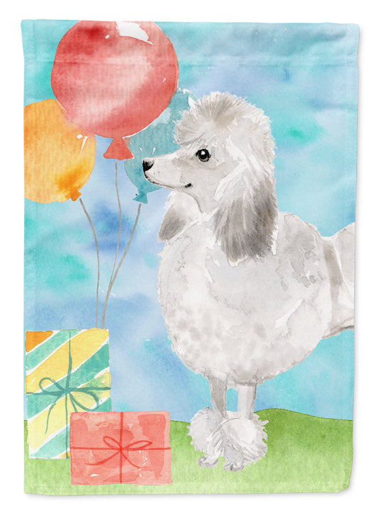 Happy Birthday Silver Poodle Garden Flag - Outdoor Decorative Yard Flag CK3255GF