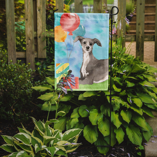 Happy Birthday Italian Greyhound Garden Flag - Outdoor Decorative Yard Flag CK3256GF