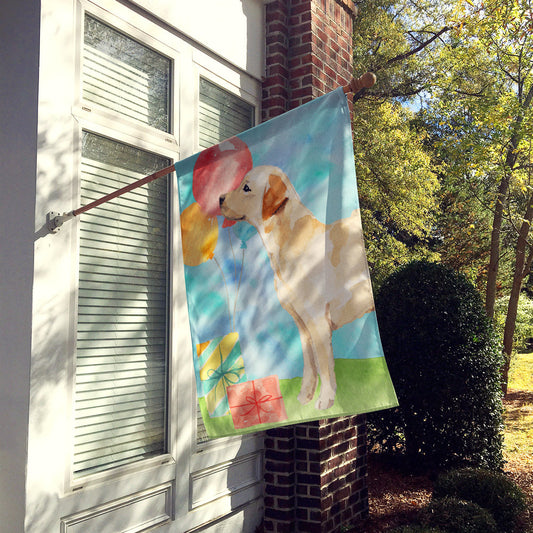 Happy Birthday Labrador Retriever Yellow Flag Canvas House Size CK3257CHF