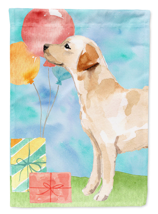 Happy Birthday Labrador Retriever Yellow Flag Canvas House Size CK3257CHF