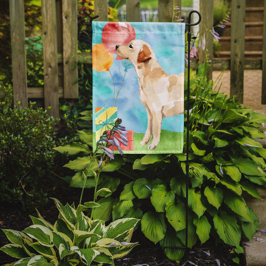 Happy Birthday Labrador Retriever Yellow Garden Flag - Outdoor Decorative Yard Flag CK3257GF