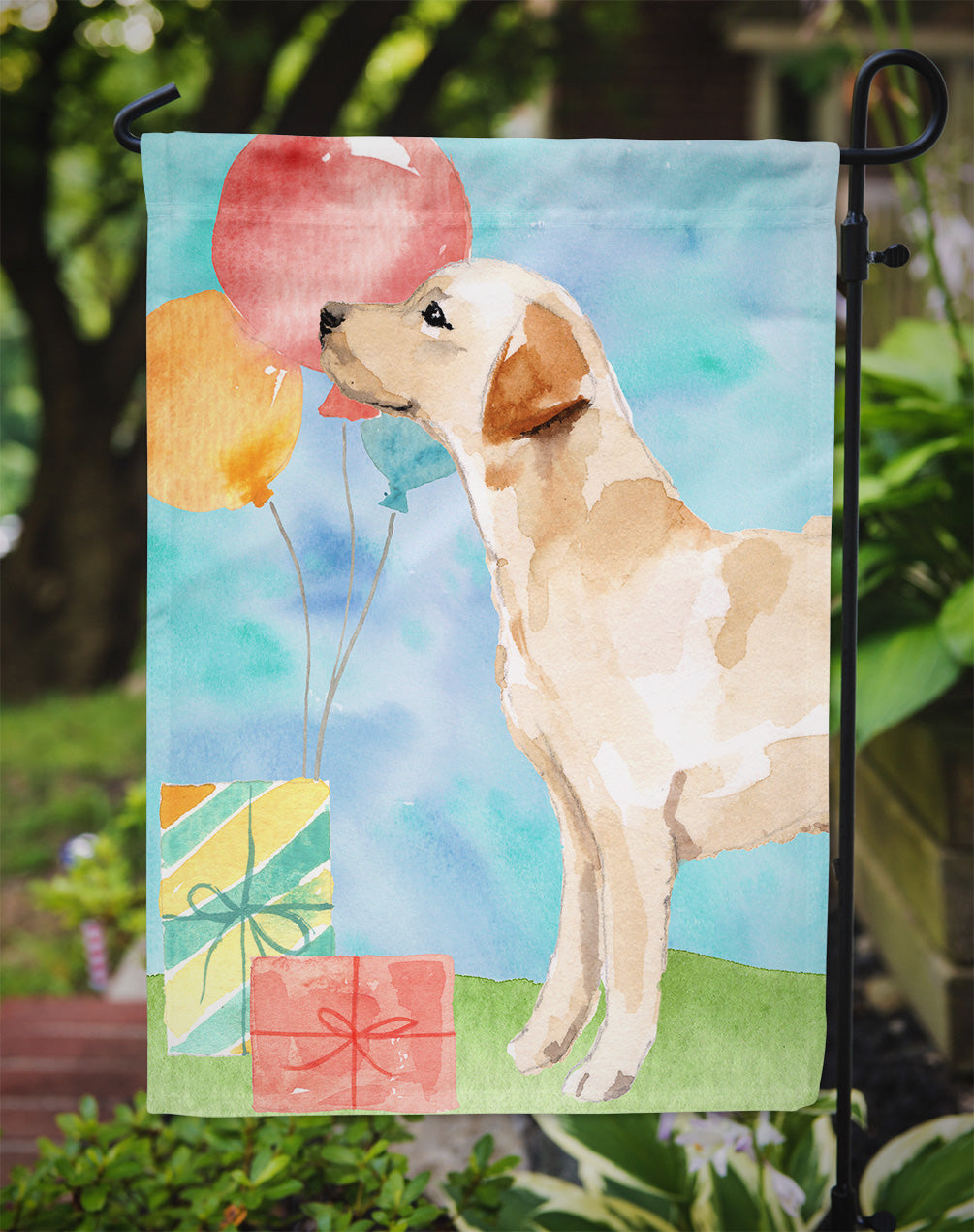 Happy Birthday Labrador Retriever Yellow Garden Flag - Outdoor Decorative Yard Flag CK3257GF