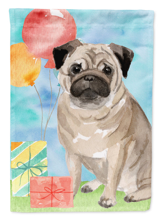 Happy Birthday Pug Garden Flag - Outdoor Decorative Yard Flag CK3260GF
