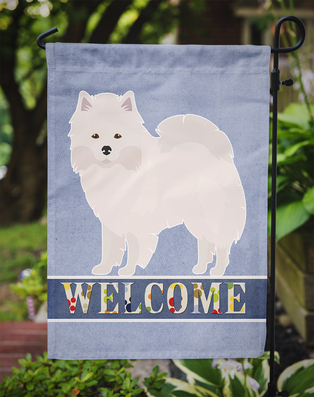 American Eskimo Welcome Garden Flag - Outdoor Decorative Yard Flag CK3633GF