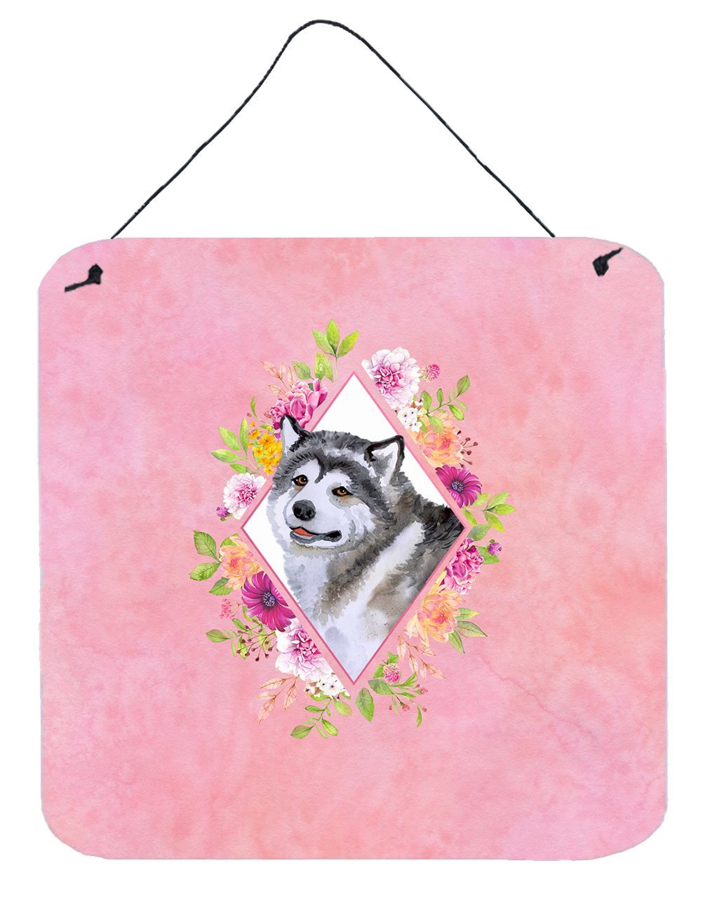 Alaskan Malamute Pink Flowers Wall or Door Hanging Prints CK4112DS66