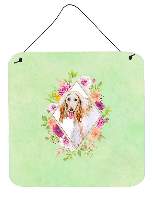 Afghan Hound Green Flowers Wall or Door Hanging Prints CK4270DS66